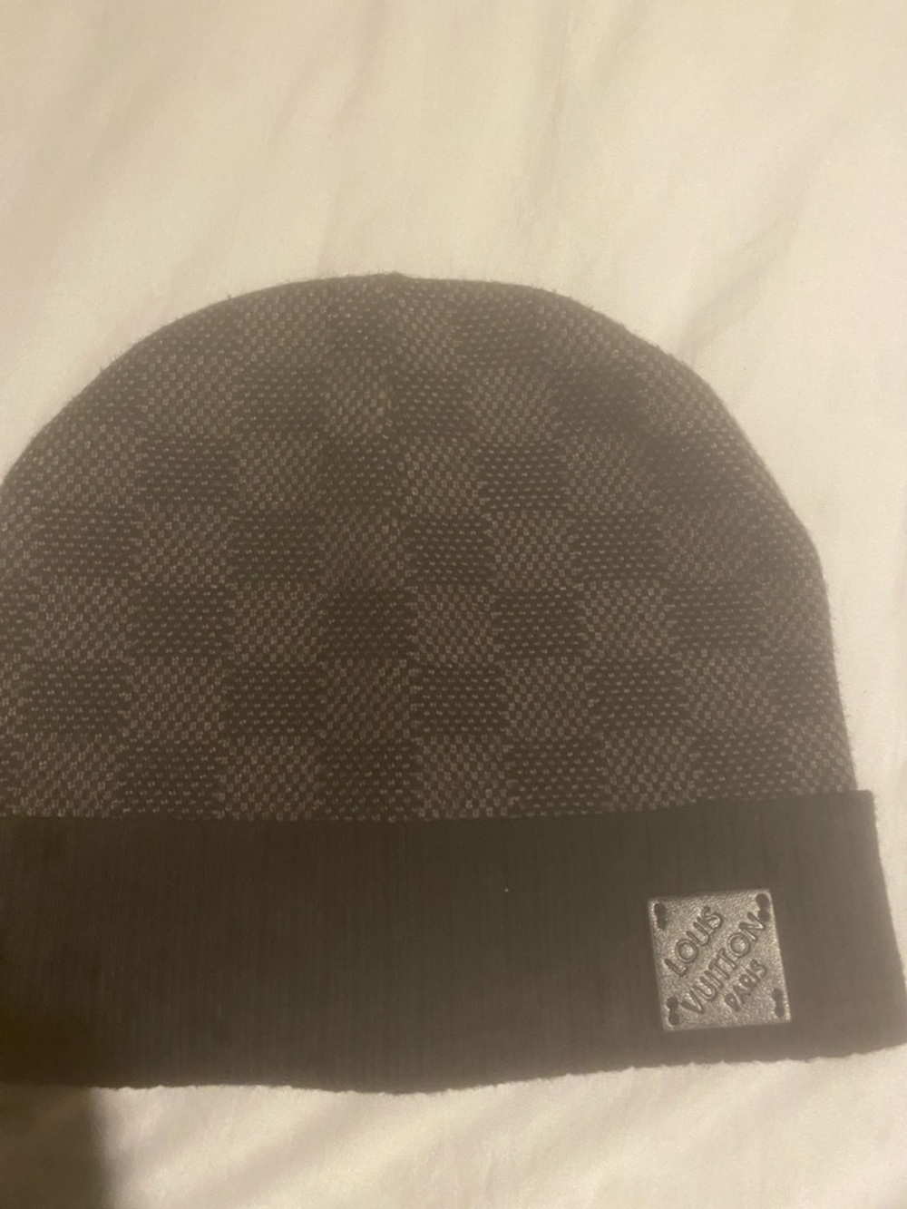 Louis Vuitton Brown and Black Checker Knit Beanie
